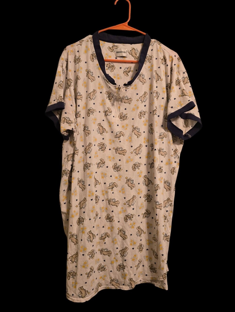Vintage | Fashion Bug Cream Short-Sleeve Graphic Teddy Bear Sleep Gown